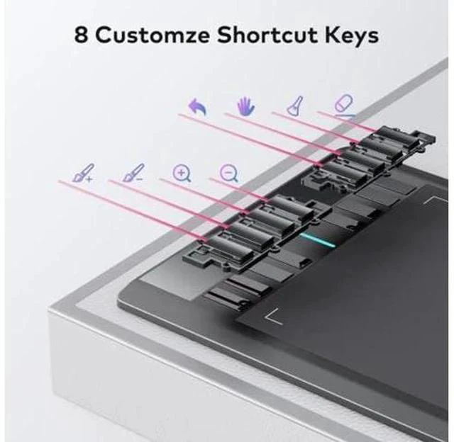Alt view image 2 of 5 - UGEE M708 V3 Graphics Drawing Tablet,10X6 Inches Digital Drawing Tablet with 8 Hot Keys 8192 Levels Pen Compatible with Chromebook, Linux, Windows 7/8/10/11, macOS 10.10