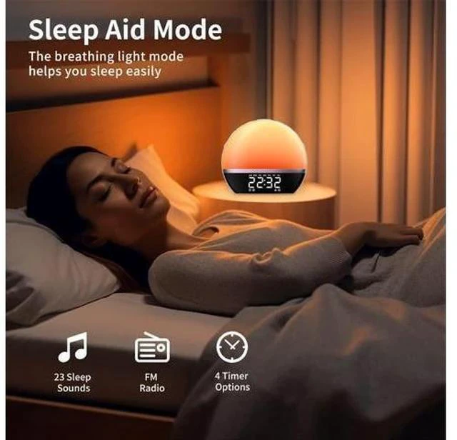 Alt view image 4 of 7 - SoundLegend FM Radio Sunrise Alarm Clock Sound Machine Wake-Up Light Sunrise Sunset Simulation Adjustable Volume Brightness Sleep Aid 13 Colors 23 Sounds 28 Tunes Snooze Dual Alarm 4 Timers