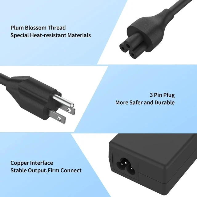 Alt view image 5 of 7 - 45W Round Tip Laptop Charger Fit for Inspiron 13 14 15 3000 5000 7000 Series 15-3552 3555 3558 3565 3567 5551 5552 5555 5558 5559 DA45NM140 LA45NM140 19.5V 2.31A AC Adapter Power Cord