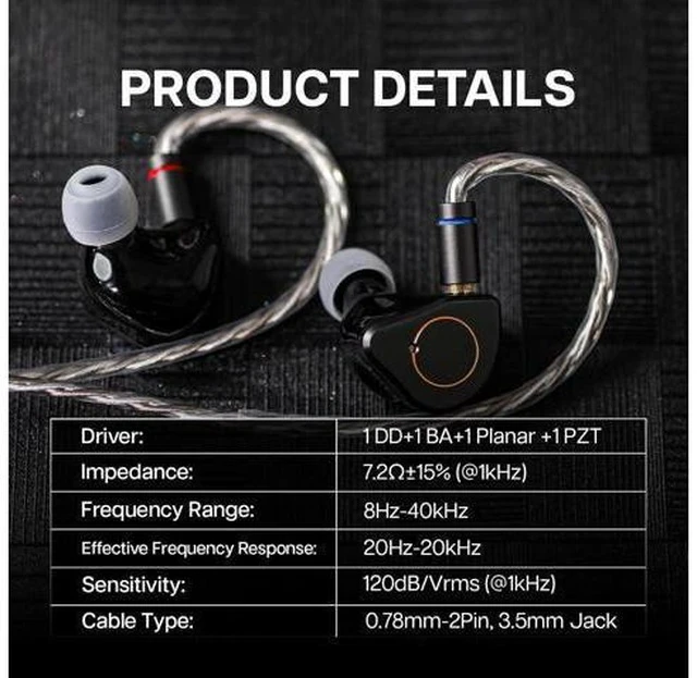 Alt view image 2 of 7 - SIMGOT SuperMix 4 1DD+1BA+1Planar+1PZT Hybrid Drivers Earphones, HiFi in Ear Monitor IEM, Wired Gaming Earbuds with OFC Silver-Plated Cable for Musician Audiophile