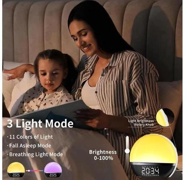 Alt view image 5 of 7 - SoundLegend FM Radio Sunrise Alarm Clock Sound Machine Wake-Up Light Sunrise Sunset Simulation Adjustable Volume Brightness Sleep Aid 13 Colors 23 Sounds 28 Tunes Snooze Dual Alarm 4 Timers