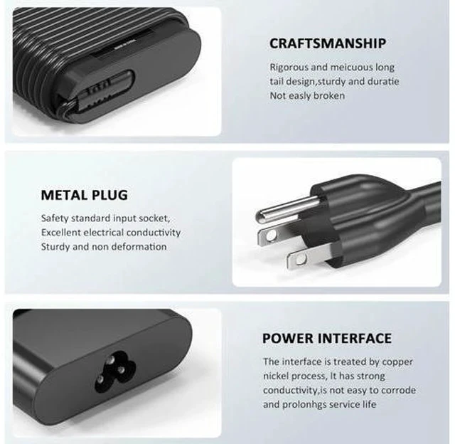 Alt view image 5 of 7 - 65W 60 Watt Replacement for Laptop Charger AC Adapter Replacement for USB C Charger Latitude 5420 5520 5320 7420 5430 7390 7320XPS 13 Chromebook 3100 Computer Type C Fast Charging Power Cord