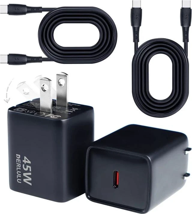 Main image of 45W USB-C Charger 45W Power Adapter Supports Super Fast Charging for Galaxy S25/S24/S23 Compatible with iPhone 17/16/15/14 iPad and More Devices (2-Pack of Charger and 5 ft Cable)