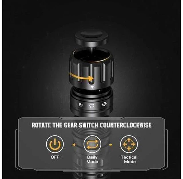 Alt view image 3 of 7 - Wurkkos TD03 LED Tactical Flashlight Rechargeable,1800 Lumens IP68 Waterproof EDC Flashlight With Tail Rotary Switch One Click Strobe Flashlight Longest Range 1158 Feet,Emergency LED Flashlight(5000K)