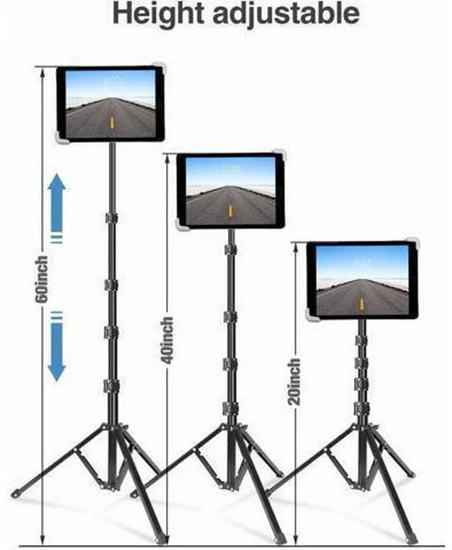 Alt view image 3 of 7 - iPad Tripod Stand 65-inch Height Adjustable iPad Stand Holder & iPad Floor Stand with 360° Rotating iPad Tripod Mount for iPad iPad Air iPad Pro 12.9 11 and All 4-14.5 Inch Tablets