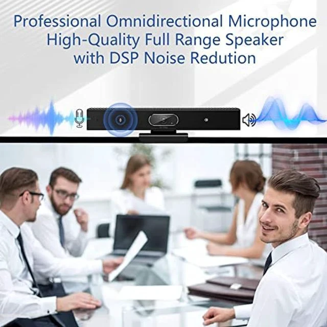 Alt view image 3 of 4 - Conference Room Camera, 3-in-1, 1080p Full HD Webcam with Microphone and Speaker, USB Plug and Play, Wide Angle Video Conference Camera for Desktop, Laptop, Mac, PC (Black)