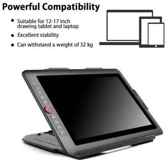 Alt view image 3 of 6 - Drawing Tablet Stand, Laptop Stand, Foldable Stand for Tablet Display, 9 Levels Adjustable Angles,for 12-17 Inch Tablet