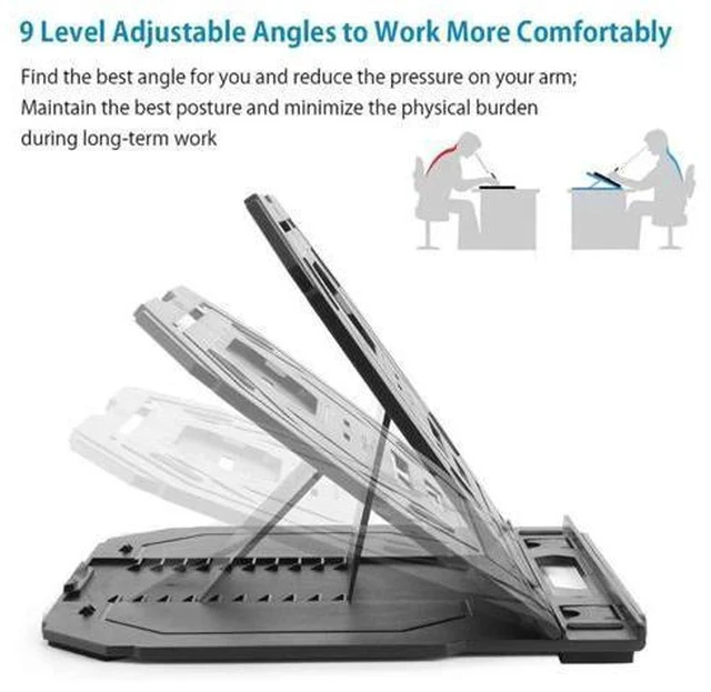 Alt view image 2 of 6 - Drawing Tablet Stand, Laptop Stand, Foldable Stand for Tablet Display, 9 Levels Adjustable Angles,for 12-17 Inch Tablet