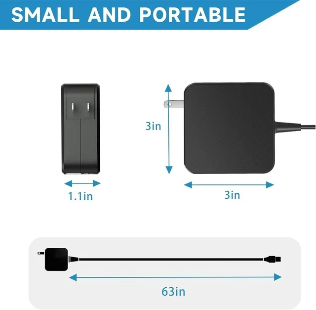 Alt view image 3 of 7 - 65W Laptop Charger Compatible with ZenBook 13 14 15 Chromebook Transformer ExpertBook C302C C213 C214 C436 C523 ADP-45EW B UX390UA UX490 UX325 UX393 UX371 B9450FA B9450CEA Power Cord