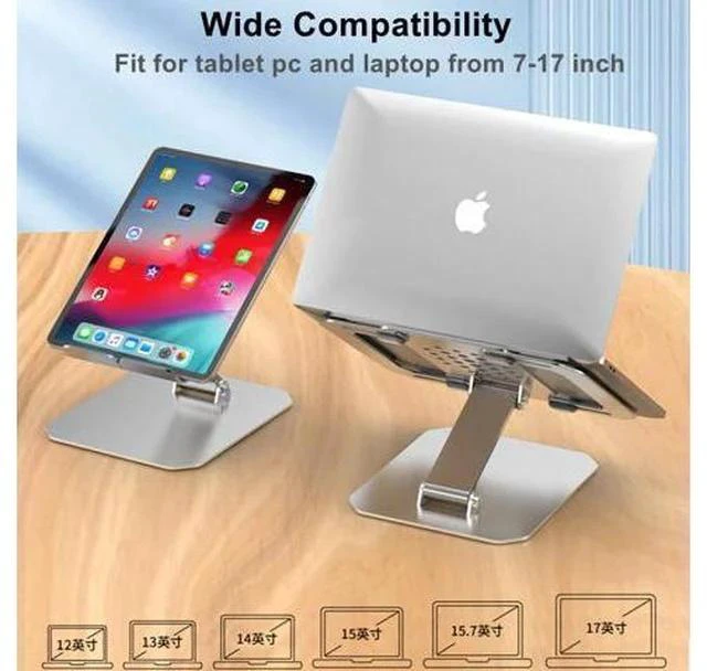 Alt view image 4 of 7 - Two Levels Width Adjustable Tablet Stand Aluminum Laptop Stand Height Adjustment iPad Stand for iPad MacBook Tablet Accessories