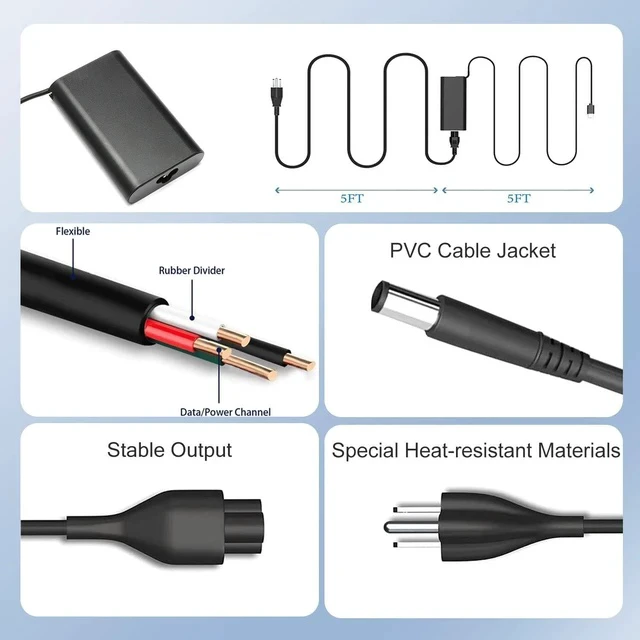 Alt view image 6 of 7 - 65W LA65NS2-01 Laptop Charger Adapter Compatible with Latitude 5400 5500 5480 5490 5580 5590 7400 7480 7490 7390 7290 7280 3440 E5400 E5420 E5450 E5470 E5480 E5570 E6420 E6430 E6540 E7470 E7480