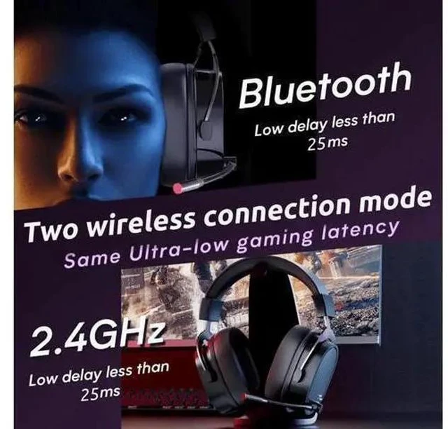 Alt view image 5 of 7 - Wireless Gaming Headset for PC/PS4/PS5/ Nintendo Switch, Over Ear 2.4G/Bluetooth Gaming Headphones with Noise-Canceling Microphone, 7.1 Surround Sound, 3.5mm Wired Mode for Xbox Series, Black