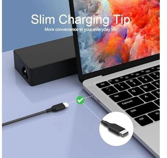 Alt view image 2 of 7 - USB C Laptop Charger 65w Replacement for Lenovo ThinkPad Yoga Chromebook Charger Fast Charging Type C AC Adapter Power Cord Supply