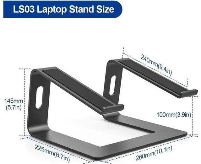 Alt view image 3 of 7 - JVFYI Laptop Stand, Adjustable Height Laptop Stand for Desk, Ergonomic Portable Computer Stand Riser for MacBook Pro/Air 10-16" (Black)