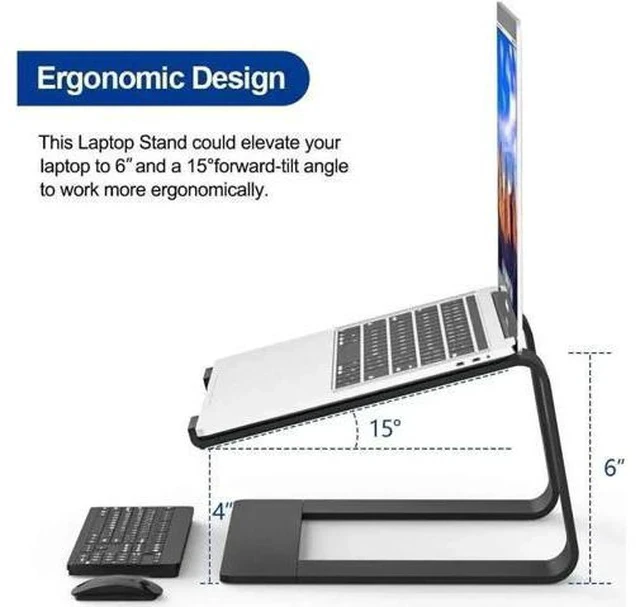 Alt view image 4 of 7 - JVFYI Laptop Stand, Adjustable Height Laptop Stand for Desk, Ergonomic Portable Computer Stand Riser for MacBook Pro/Air 10-16" (Black)