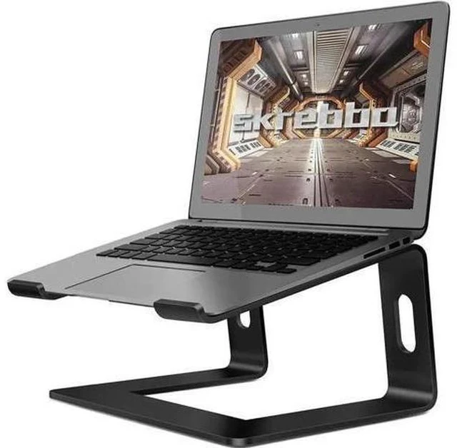 Main image of JVFYI Laptop Stand, Adjustable Height Laptop Stand for Desk, Ergonomic Portable Computer Stand Riser for MacBook Pro/Air 10-16" (Black)