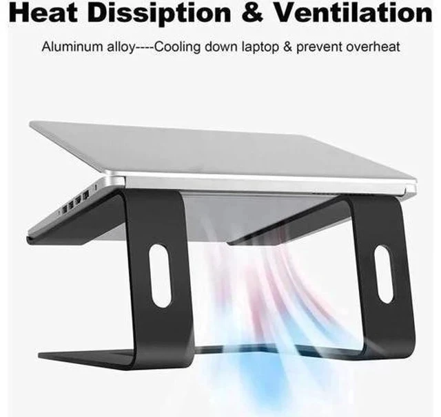 Alt view image 5 of 7 - JVFYI Laptop Stand, Adjustable Height Laptop Stand for Desk, Ergonomic Portable Computer Stand Riser for MacBook Pro/Air 10-16" (Black)