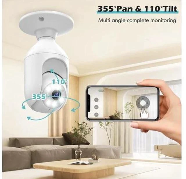 Alt view image 3 of 6 - 3Packs 2K Bulb Security Cameras Wireless Outdoor Indoor, 2.4GHz WiFi Cameras for Home Security with Spotlight, Color Night Vision, Motion Detection, 2-Way Audio, Audible Alarm