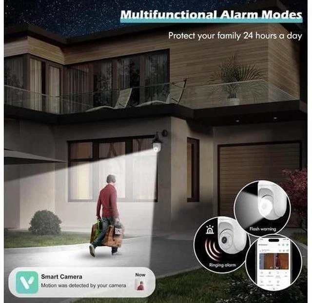 Alt view image 6 of 6 - 3Packs 2K Bulb Security Cameras Wireless Outdoor Indoor, 2.4GHz WiFi Cameras for Home Security with Spotlight, Color Night Vision, Motion Detection, 2-Way Audio, Audible Alarm