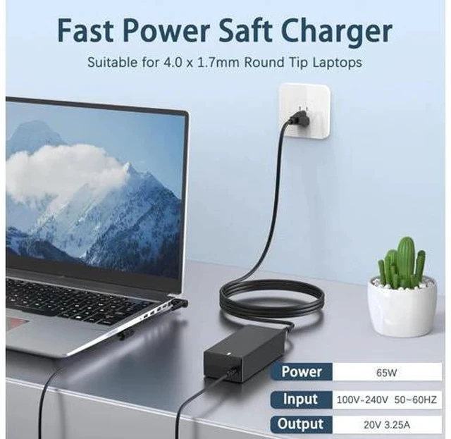 Alt view image 2 of 7 - 65W Charger Compatible with Laptop IdeaPad 3 1 5 Flex 5 6 4 1470 1480 IdeaPad s340 S145 330 320 310 110 110s 510 520 530s 710s s540 S730 V14 V15 V17 65W 45W Round Tip AC Adapter