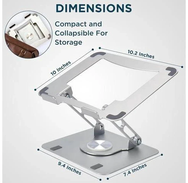 Alt view image 2 of 7 - Swivel Laptop Stand for Desk Adjustable Computer iPad Stand for Desk w/ 360 Rotation Portable Laptop Holder for Home Office Ergonomic Supplies