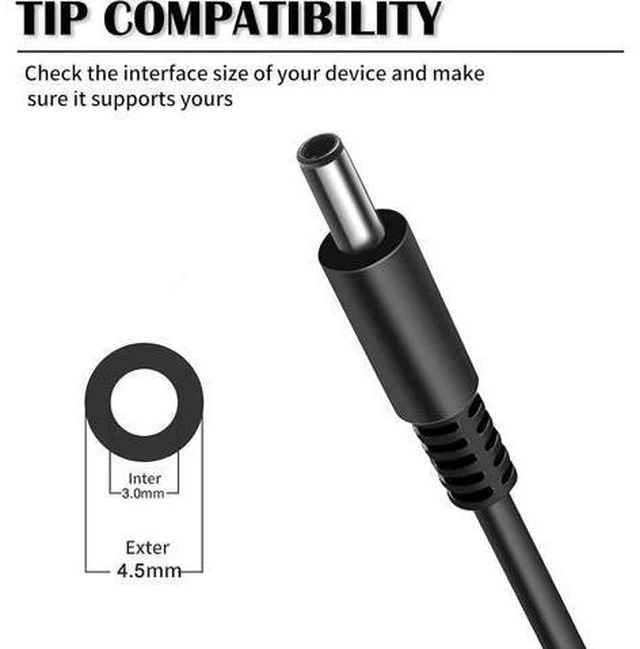 Alt view image 2 of 7 - 65W 45W Charger Replacement for Laptop Inspiron 11/13/14/15/17 3000 5000 7000 Series 3583 3593 5570 Latitude E5450 XPS 13-65 45 Watt AC 2-in-1 Computer Adapter Power Cord 4.5 * 3.0 mm Jack