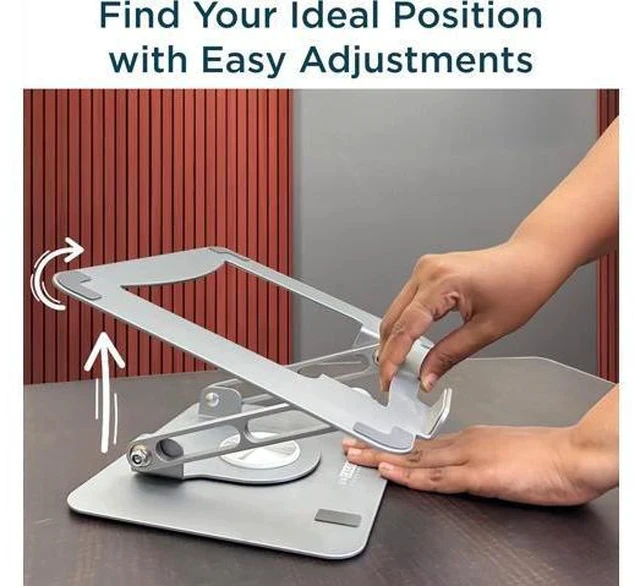 Alt view image 5 of 7 - Swivel Laptop Stand for Desk Adjustable Computer iPad Stand for Desk w/ 360 Rotation Portable Laptop Holder for Home Office Ergonomic Supplies