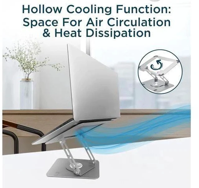 Alt view image 4 of 7 - Swivel Laptop Stand for Desk Adjustable Computer iPad Stand for Desk w/ 360 Rotation Portable Laptop Holder for Home Office Ergonomic Supplies