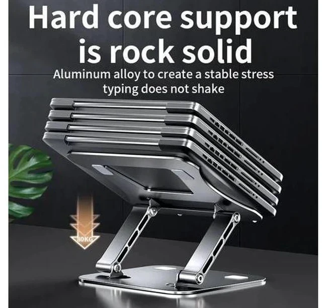 Alt view image 4 of 7 - Physowell Phone Tablet Stand Adjustable Aluminum Alloy laptop Tablet up to 17 "Laptop Portable Folding stand Cooling stand support Grey