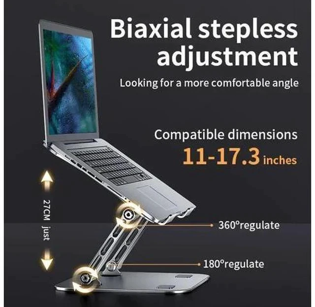 Alt view image 2 of 7 - Physowell Phone Tablet Stand Adjustable Aluminum Alloy laptop Tablet up to 17 "Laptop Portable Folding stand Cooling stand support Grey