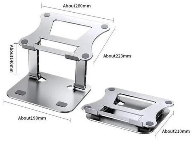 Alt view image 6 of 7 - Physowell Phone Tablet Stand Adjustable Aluminum Alloy laptop Tablet up to 17 "Laptop Portable Folding stand Cooling stand support Grey