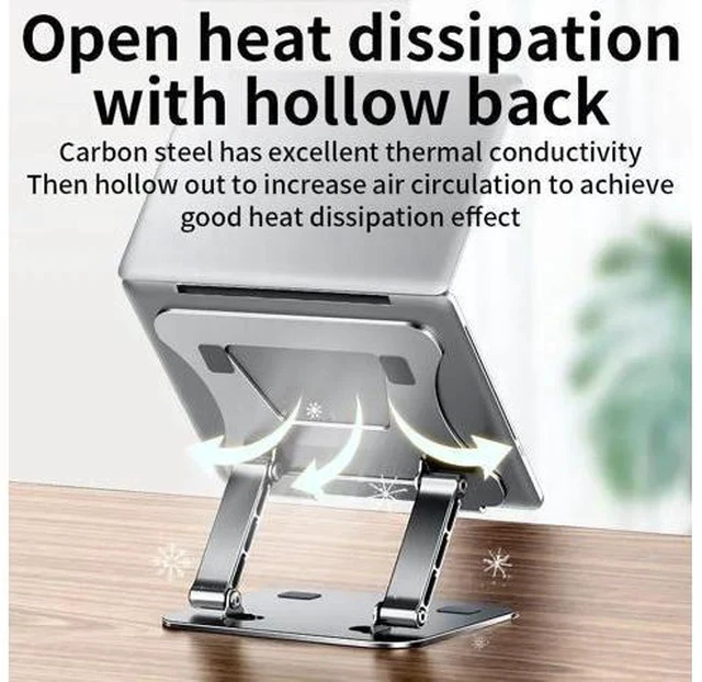 Alt view image 3 of 7 - Physowell Phone Tablet Stand Adjustable Aluminum Alloy laptop Tablet up to 17 "Laptop Portable Folding stand Cooling stand support Grey