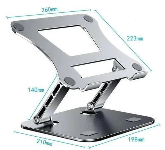 Alt view image 7 of 7 - Physowell Phone Tablet Stand Adjustable Aluminum Alloy laptop Tablet up to 17 "Laptop Portable Folding stand Cooling stand support Grey