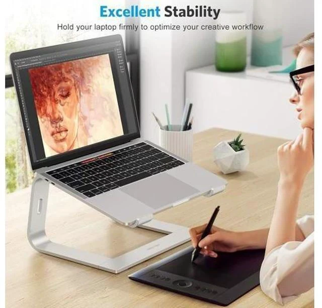 Alt view image 3 of 7 - Laptop Stand Detachable Laptop Mount Aluminum Laptop Holder Stand for Desk Compatible with MacBook Air/Pro HP and All Laptops (11-16 inch) Silver