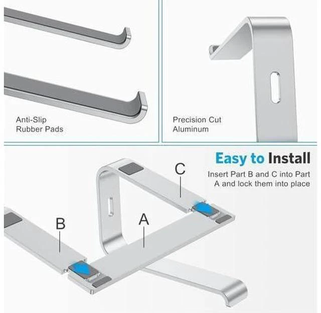 Alt view image 5 of 7 - Laptop Stand Detachable Laptop Mount Aluminum Laptop Holder Stand for Desk Compatible with MacBook Air/Pro HP and All Laptops (11-16 inch) Silver