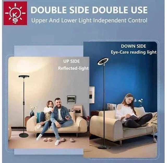 Alt view image 2 of 7 - Keepsmile Double Side Lighting Led Floor Lamp with Remote Smart App 36W/2600LM Bright Tall Standing RGB Floor Lamp Angle Multicolor Dimmable Modern Floor Lamps for Livingroom Bedroom Office