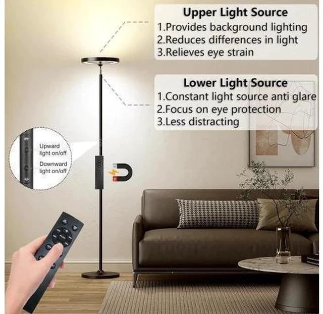 Alt view image 3 of 7 - Keepsmile Double Side Lighting Led Floor Lamp with Remote Smart App 36W/2600LM Bright Tall Standing RGB Floor Lamp Angle Multicolor Dimmable Modern Floor Lamps for Livingroom Bedroom Office