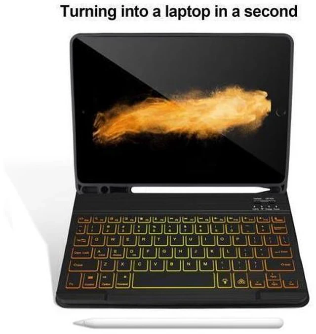 Alt view image 4 of 7 - Keyboard Case for iPad 9/8/7th Gen 10.2,Case with Keyboard iPad 10.2'',Keyboard for iPad 9th Gen,7 Color Backlit Bluetooth Keyboard for iPad 10.2,iPad keyboard Case 9th Gen with Pencil Holder,Black-L