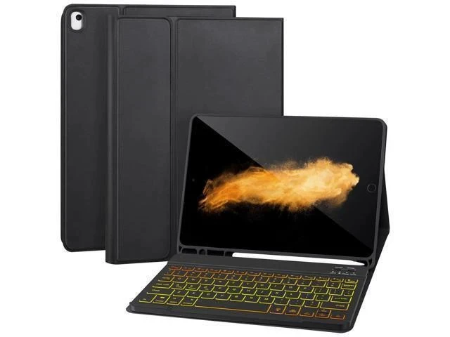 Alt view image 6 of 7 - Keyboard Case for iPad 9/8/7th Gen 10.2,Case with Keyboard iPad 10.2'',Keyboard for iPad 9th Gen,7 Color Backlit Bluetooth Keyboard for iPad 10.2,iPad keyboard Case 9th Gen with Pencil Holder,Black-L