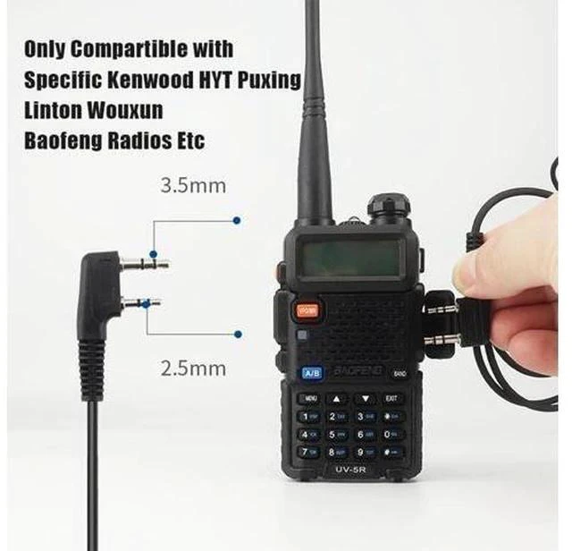 Alt view image 5 of 7 - Case of 10,Walkie Talkie Earpiece with Mic 2 Pin D-Type Headset for Walkie-Talkie Compatible with Baofeng UV-5R BF-888S H-777 RT22 RT27 RT-5R Kenwood 2 Way Radios(10 Pack)