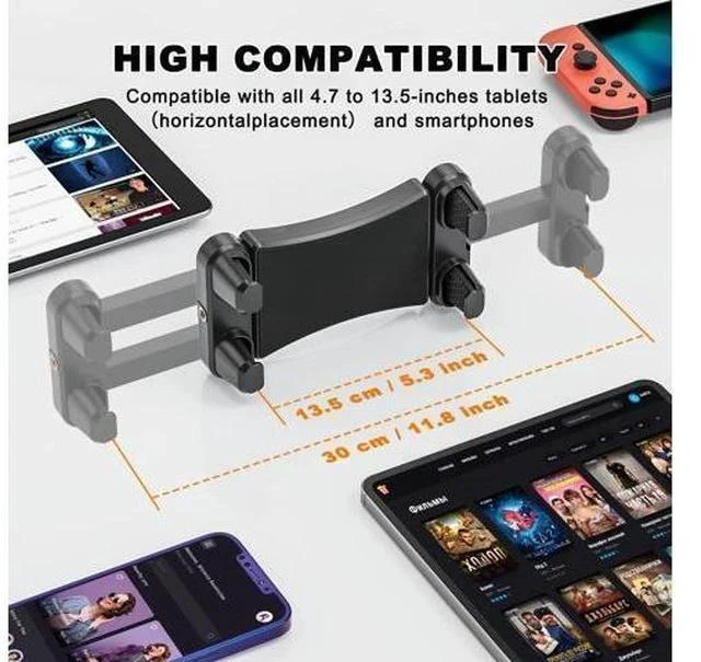 Alt view image 4 of 7 - Foldable Tablet Wall Mount, Sturdy Metal Base, 360° Rotation Tablet Holder Stand with 2-Stage Extendable Arm, Kitchen Wall Mount Bracket Holder for All 4.7-12.9 Inch Tablets