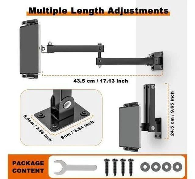Alt view image 7 of 7 - Foldable Tablet Wall Mount, Sturdy Metal Base, 360° Rotation Tablet Holder Stand with 2-Stage Extendable Arm, Kitchen Wall Mount Bracket Holder for All 4.7-12.9 Inch Tablets