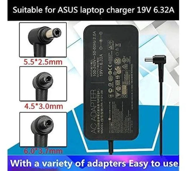 Alt view image 6 of 6 - 120W 19V 6.32A Power Adapter Fit for Asus Rog GL502VT GL502V GL502 GL502VT-DS71 N750 N500 G50 N53S N55 Gaming, PA-1121-28 A15-120P1A Charger