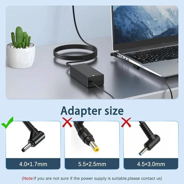 Alt view image 3 of 7 - 65W Charger Compatible with Laptop IdeaPad 3 1 5 Flex 5 6 4 1470 1480 IdeaPad s340 S145 330 320 310 110 110s 510 520 530s 710s s540 S730 V14 V15 V17 65W 45W Round Tip AC Adapter