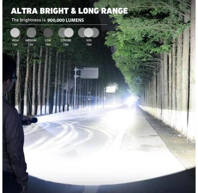 Alt view image 2 of 7 - Rechargeable LED Flashlights High Lumens 900 000 Lumen Brightest Flashlight with 5 Modes and Waterproof Long Lasting Powerful Handheld Bright Flashlight for Emergencies Camping