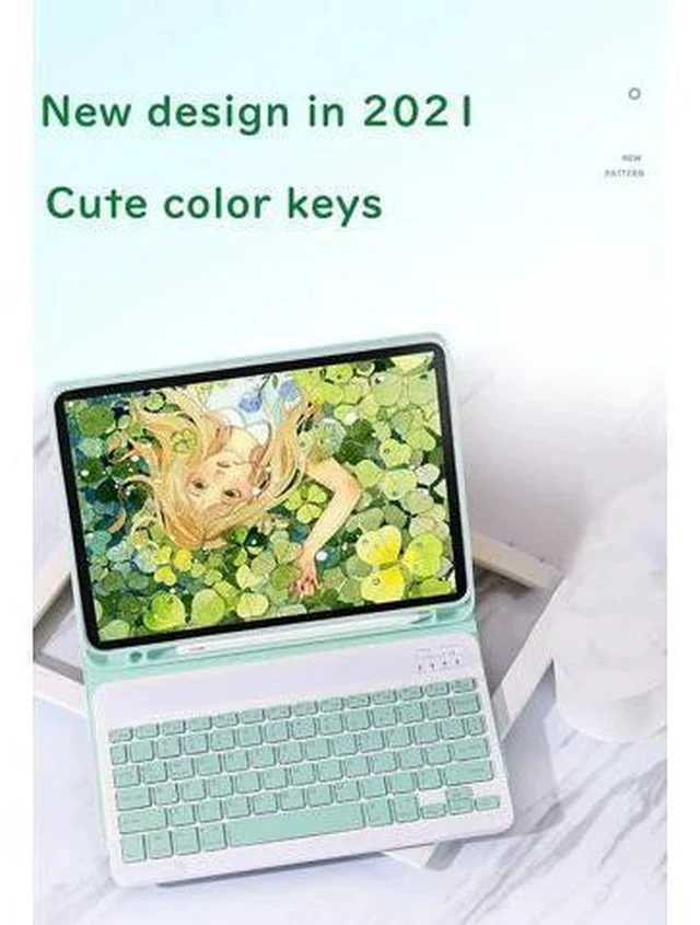 Alt view image 4 of 7 - YEEHi iPad Mini 6th Generation Keyboard Case Cute Color Keyboard iPad Mini 6 2021 Detachable Bluetooth Keyboard Cover with Pencil Holder (Pink)