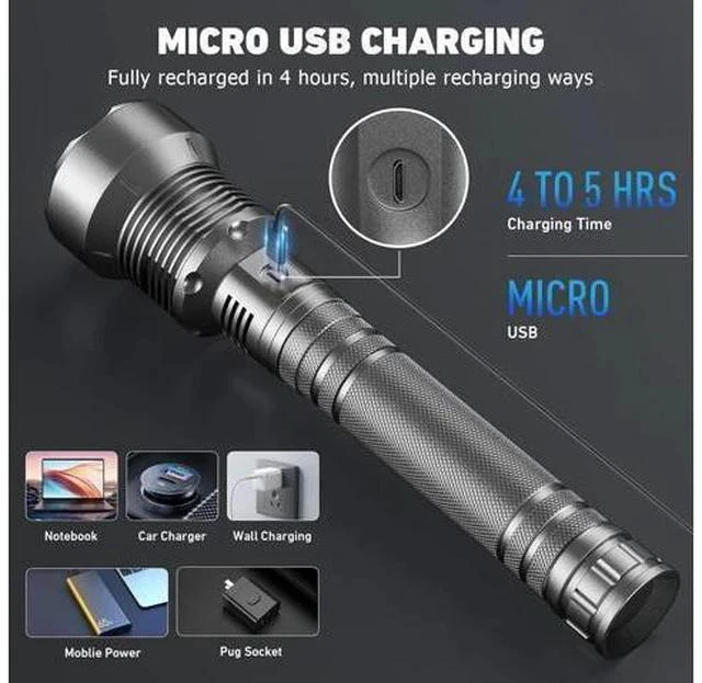 Alt view image 5 of 7 - Rechargeable LED Flashlights High Lumens 900 000 Lumen Brightest Flashlight with 5 Modes and Waterproof Long Lasting Powerful Handheld Bright Flashlight for Emergencies Camping