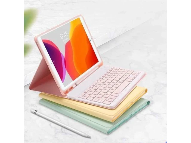 Alt view image 6 of 7 - YEEHi iPad Mini 6th Generation Keyboard Case Cute Color Keyboard iPad Mini 6 2021 Detachable Bluetooth Keyboard Cover with Pencil Holder (Pink)