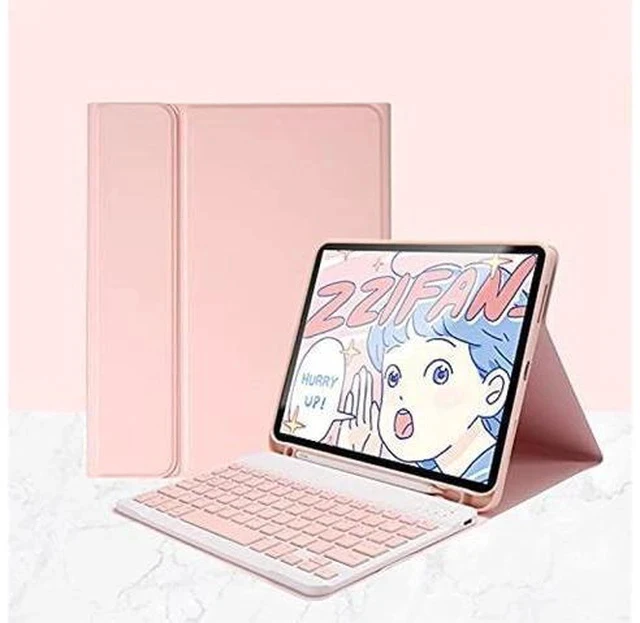 Alt view image 2 of 7 - YEEHi iPad Mini 6th Generation Keyboard Case Cute Color Keyboard iPad Mini 6 2021 Detachable Bluetooth Keyboard Cover with Pencil Holder (Pink)