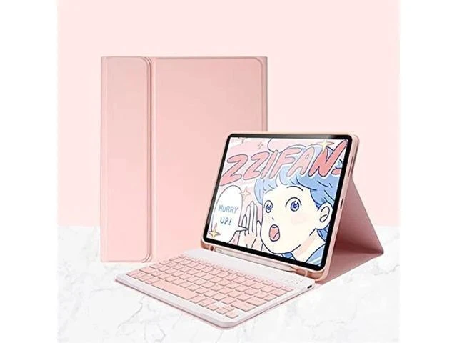 Alt view image 7 of 7 - YEEHi iPad Mini 6th Generation Keyboard Case Cute Color Keyboard iPad Mini 6 2021 Detachable Bluetooth Keyboard Cover with Pencil Holder (Pink)